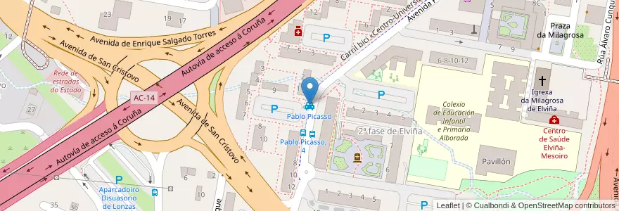 Mapa de ubicacion de Pablo Picasso en Espanha, Galiza, A Corunha, A Coruña, A Corunha.