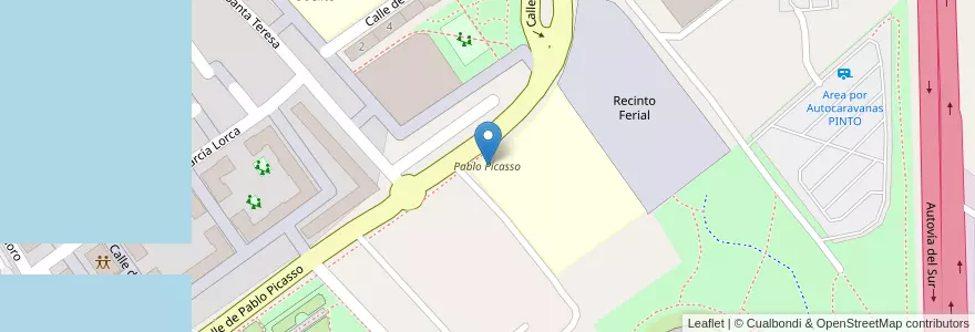 Mapa de ubicacion de Pablo Picasso en إسبانيا, منطقة مدريد, منطقة مدريد, Área Metropolitana De Madrid Y Corredor Del Henares, Pinto.