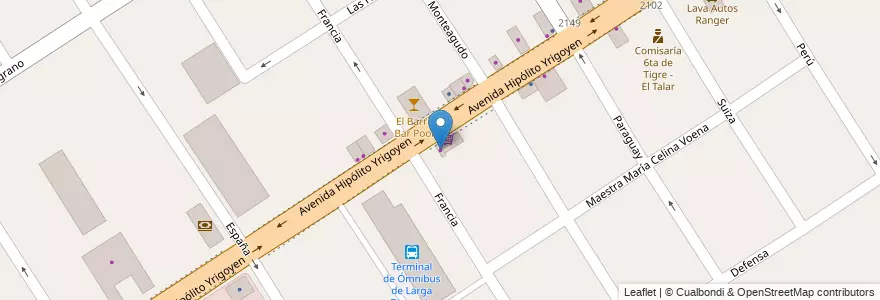 Mapa de ubicacion de Pacheco en Arjantin, Buenos Aires, Partido De Tigre, El Talar.