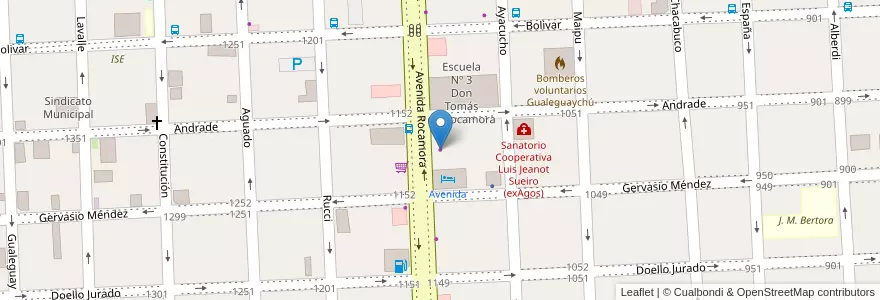 Mapa de ubicacion de Pacheco en 아르헨티나, 엔트레리오스주, Departamento Gualeguaychú, Gualeguaychú, Gualeguaychú, Distrito Costa Uruguay Sur.
