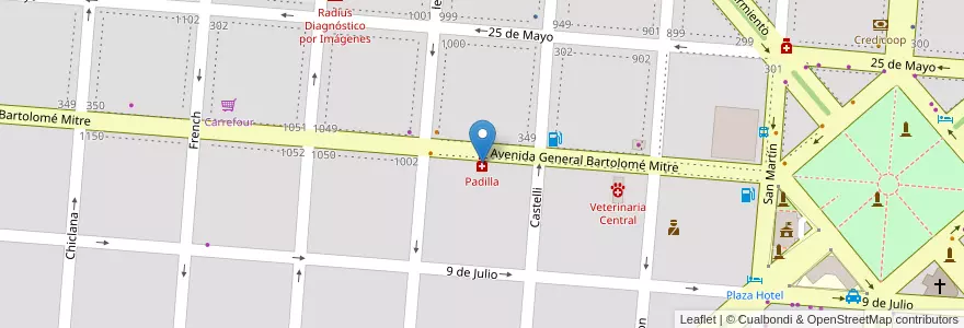 Mapa de ubicacion de Padilla en アルゼンチン, ブエノスアイレス州, Partido De Campana.