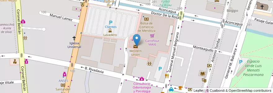 Mapa de ubicacion de Pago Facil en Argentinië, Chili, Mendoza, Godoy Cruz, Departamento Godoy Cruz, Distrito Ciudad De Godoy Cruz.