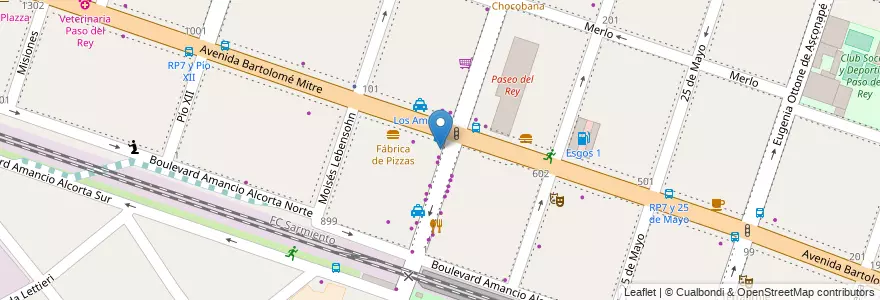 Mapa de ubicacion de Pago Fácil en Argentinië, Buenos Aires, Partido De Moreno, Partido De Merlo, Merlo.