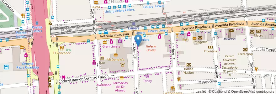 Mapa de ubicacion de Pago Fácil, Liniers en 아르헨티나, Ciudad Autónoma De Buenos Aires, Comuna 9, 부에노스아이레스.