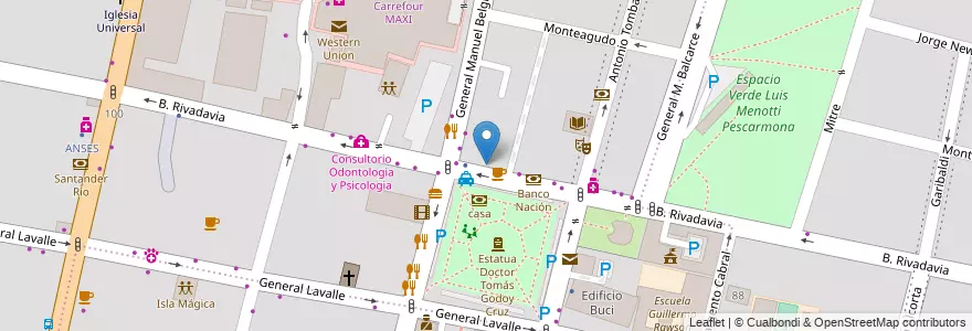 Mapa de ubicacion de PagoFacil en 阿根廷, 智利, Mendoza, Godoy Cruz, Departamento Godoy Cruz, Distrito Ciudad De Godoy Cruz.