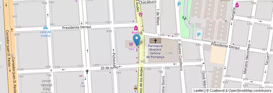 Mapa de ubicacion de PagoFacil en 아르헨티나, 칠레, Mendoza, Godoy Cruz, Departamento Godoy Cruz, Distrito Ciudad De Godoy Cruz.