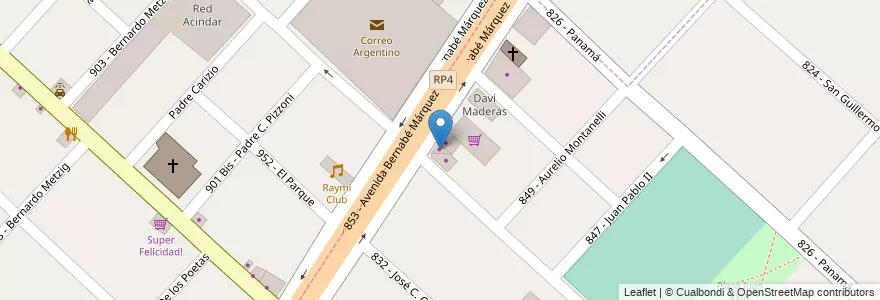 Mapa de ubicacion de Paints Color en Argentina, Buenos Aires, Partido De Tres De Febrero.
