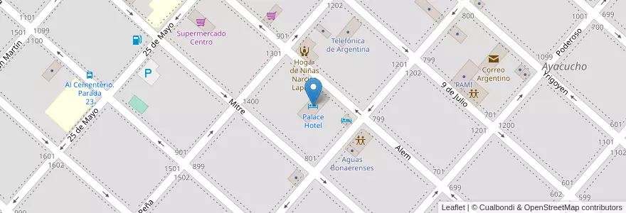 Mapa de ubicacion de Palace Hotel en Arjantin, Buenos Aires, Partido De Ayacucho, Ayacucho.