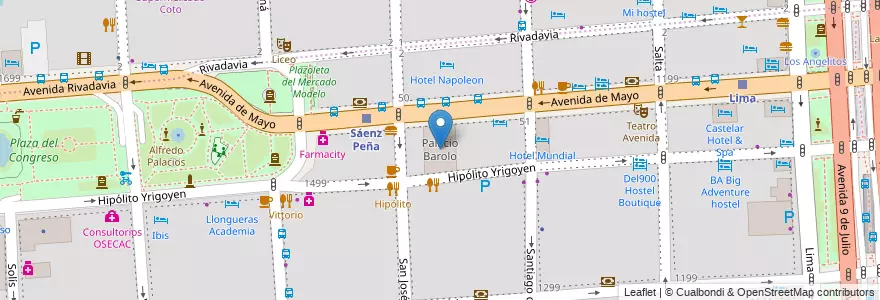 Mapa de ubicacion de Palacio Barolo, Montserrat en Arjantin, Ciudad Autónoma De Buenos Aires, Comuna 1, Buenos Aires.
