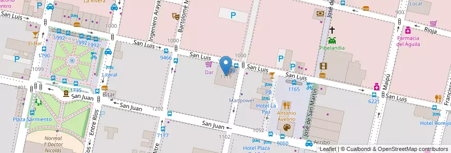 Mapa de ubicacion de Palacio Cabanellas en الأرجنتين, سانتا في, Departamento Rosario, Municipio De Rosario, روساريو.