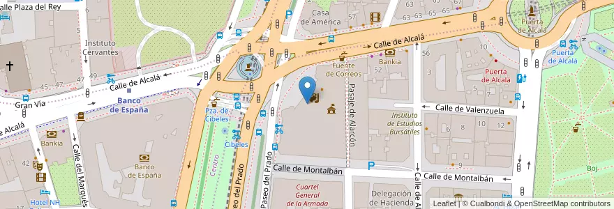 Mapa de ubicacion de Palacio de Cibeles en إسبانيا, منطقة مدريد, منطقة مدريد, Área Metropolitana De Madrid Y Corredor Del Henares, مدريد.