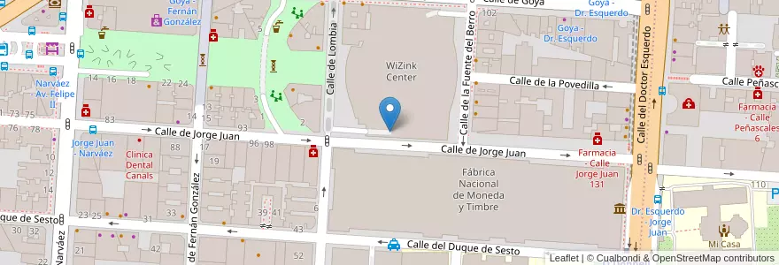 Mapa de ubicacion de Palacio de los Deportes en 스페인, Comunidad De Madrid, Comunidad De Madrid, Área Metropolitana De Madrid Y Corredor Del Henares, 마드리드.