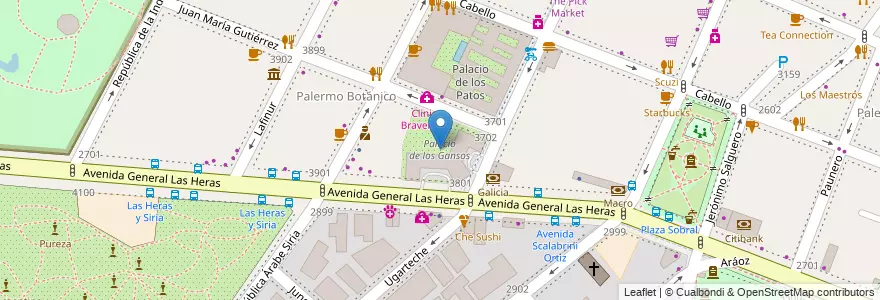 Mapa de ubicacion de Palacio de los Gansos, Palermo en アルゼンチン, Ciudad Autónoma De Buenos Aires, ブエノスアイレス, Comuna 14.