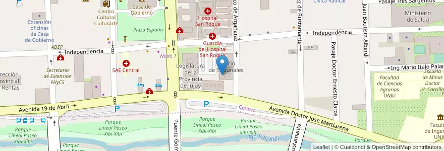 Mapa de ubicacion de Palacio de Tribunales en Argentine, Jujuy, Departamento Doctor Manuel Belgrano, Municipio De San Salvador De Jujuy.
