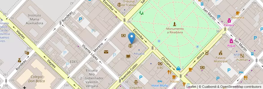 Mapa de ubicacion de Palacio de Tribunales en Arjantin, Buenos Aires, Partido De Bahía Blanca, Bahía Blanca.