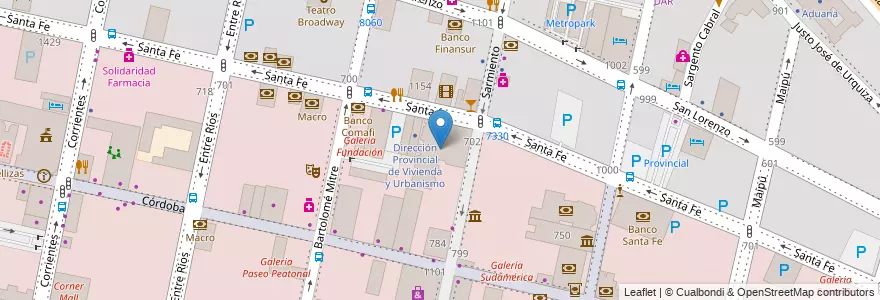 Mapa de ubicacion de Palacio Fuentes en アルゼンチン, サンタフェ州, Departamento Rosario, Municipio De Rosario, ロサリオ.
