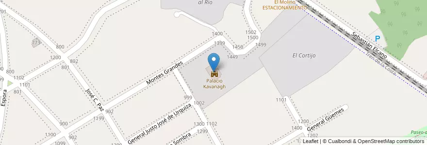 Mapa de ubicacion de Palacio Kavanagh en Argentinië, Buenos Aires, Partido De San Isidro, Acassuso.