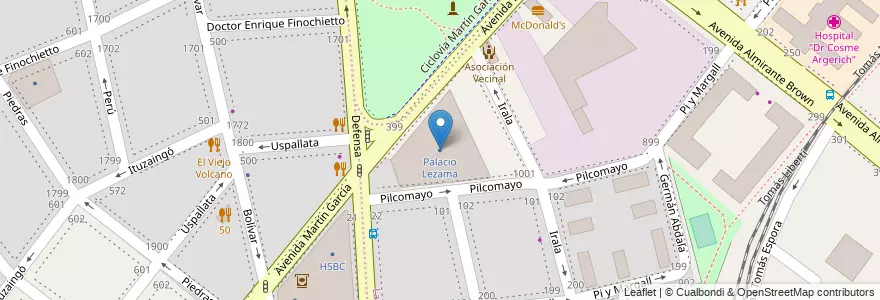 Mapa de ubicacion de Palacio Lezama, Boca en Argentinien, Ciudad Autónoma De Buenos Aires, Comuna 4, Buenos Aires.