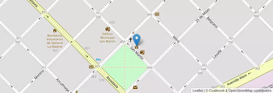 Mapa de ubicacion de Palacio Municipal en الأرجنتين, بوينس آيرس, Partido De General Lamadrid, General Lamadrid.