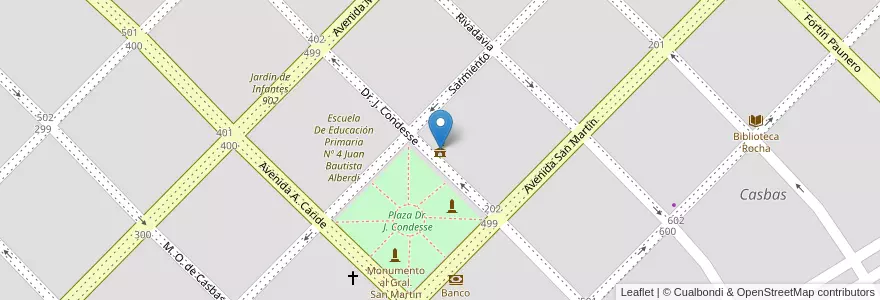 Mapa de ubicacion de Palacio Municipal en アルゼンチン, ブエノスアイレス州, Partido De Guaminí, Casbas.
