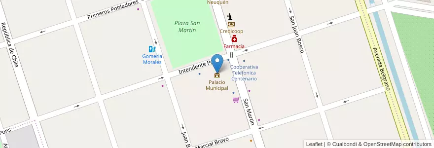 Mapa de ubicacion de Palacio Municipal en آرژانتین, شیلی, استان نئوکن, Departamento Confluencia, Centenario.