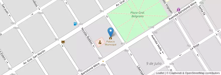 Mapa de ubicacion de Palacio Municipal en Argentinien, Provinz Buenos Aires, Partido De Nueve De Julio, Cuartel Nueve De Julio Rural, 9 De Julio, Nueve De Julio.