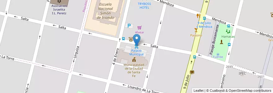 Mapa de ubicacion de Palacio Municipal en 아르헨티나, Santa Fe, Departamento La Capital, Santa Fe Capital, Santa Fe.