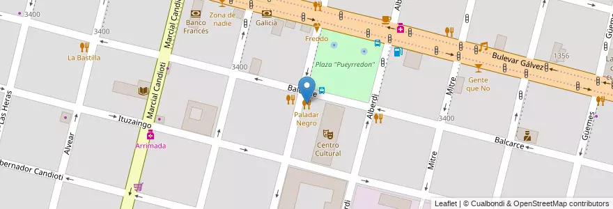 Mapa de ubicacion de Paladar Negro en الأرجنتين, سانتا في, إدارة العاصمة, سانتا في العاصمة, سانتا في.
