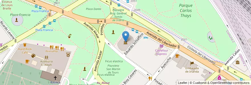 Mapa de ubicacion de Palais de Glace, Recoleta en Аргентина, Буэнос-Айрес, Comuna 2, Comuna 1, Буэнос-Айрес.