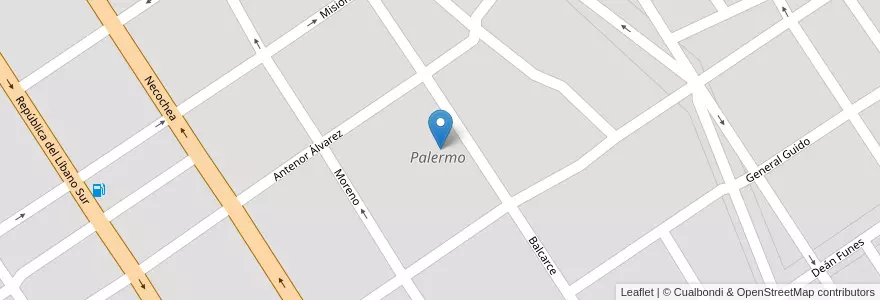 Mapa de ubicacion de Palermo en アルゼンチン, サンティアゴ・デル・エステロ州, Departamento Banda, La Banda.