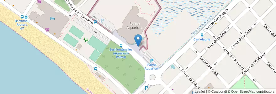 Mapa de ubicacion de Palma Aquarium en إسبانيا, جزر البليار, España (Mar Territorial), ميورقة, جزر البليار, ميورقة.