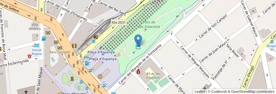 Mapa de ubicacion de Palma - Estació Intermodal en 스페인, 발레아레스 제도, España (Mar Territorial), 팔마데, 발레아레스 제도, 팔마데.