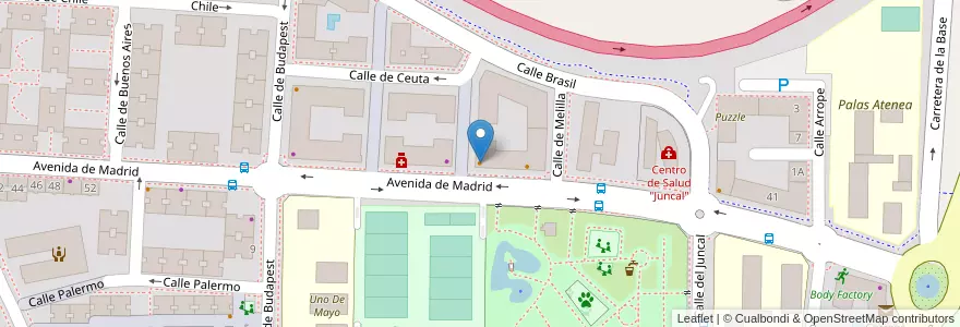 Mapa de ubicacion de Palmeras en إسبانيا, منطقة مدريد, منطقة مدريد, Área Metropolitana De Madrid Y Corredor Del Henares, Torrejón De Ardoz.