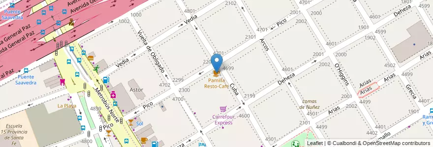 Mapa de ubicacion de Pamilla Resto-Cafe, Nuñez en Argentina, Ciudad Autónoma De Buenos Aires, Buenos Aires, Comuna 13.