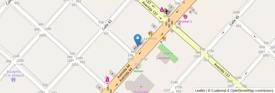 Mapa de ubicacion de Panaderia Confiteria, San Carlos en アルゼンチン, ブエノスアイレス州, Partido De La Plata, San Carlos.