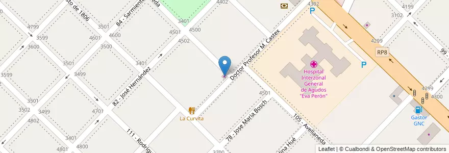 Mapa de ubicacion de Panadería Confitería Sueños en Arjantin, Buenos Aires, Partido De General San Martín, Billinghurst.