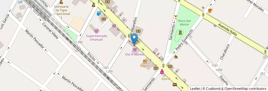 Mapa de ubicacion de Panadería La Moderna en アルゼンチン, ブエノスアイレス州, Partido De Tigre, Tigre.