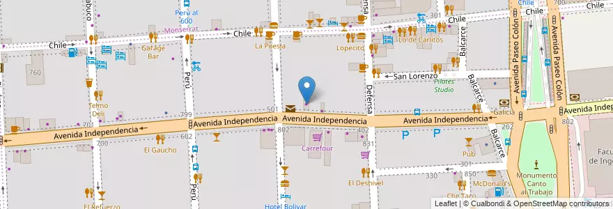 Mapa de ubicacion de Panaderia, San Telmo en Argentinië, Ciudad Autónoma De Buenos Aires, Comuna 1, Buenos Aires.