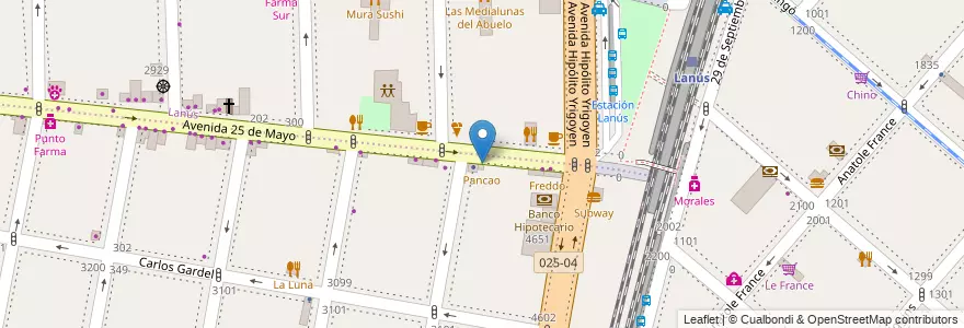 Mapa de ubicacion de Pancao en アルゼンチン, ブエノスアイレス州, Partido De Lanús, Lanús Oeste.