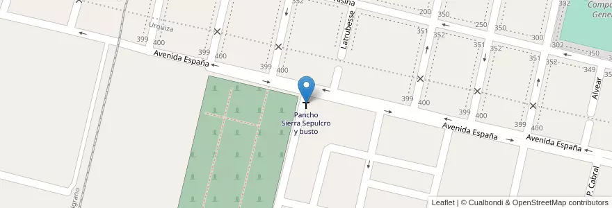 Mapa de ubicacion de Pancho Sierra Sepulcro y busto en アルゼンチン, ブエノスアイレス州, Partido De Salto.