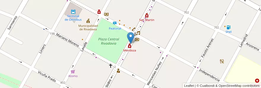 Mapa de ubicacion de Panchos en الأرجنتين, تشيلي, Mendoza, Departamento Rivadavia, Distrito Ciudad De Rivadavia.