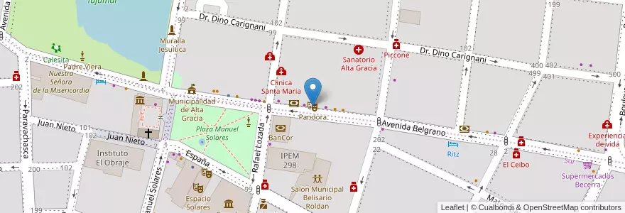Mapa de ubicacion de Pandora en Arjantin, Córdoba, Departamento Santa María, Pedanía Alta Gracia, Municipio De Alta Gracia, Alta Gracia.
