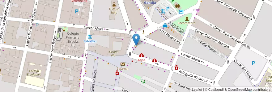 Mapa de ubicacion de Panets & Café en Espanha, Comunidade Valenciana, València / Valencia, Safor, Gandia.