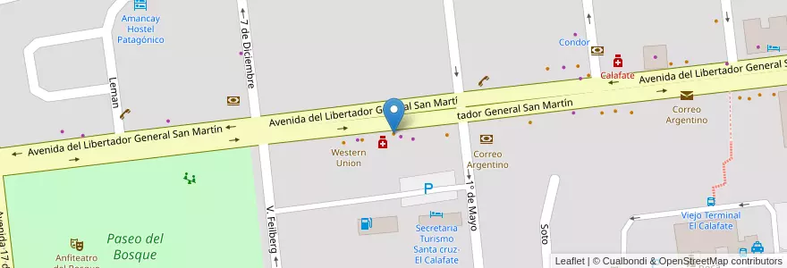 Mapa de ubicacion de Pantagonia en アルゼンチン, マガジャネス・イ・デ・ラ・アンタルティカ・チレーナ州, チリ, サンタクルス州, El Calafate, Lago Argentino.