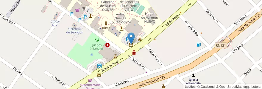 Mapa de ubicacion de Pantalla LED Gigante Informativa en Argentina, Entre Ríos, Departamento Diamante, Libertador San Martín, Distrito Palmar.