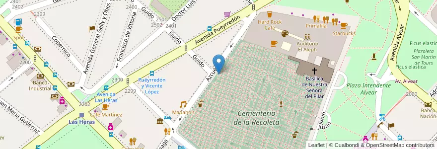 Mapa de ubicacion de Panteon de los Caidos de la Revolución de 1890, Recoleta en Argentina, Ciudad Autónoma De Buenos Aires, Comuna 2, Buenos Aires.