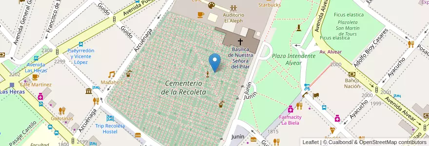 Mapa de ubicacion de Panteón de los Ciudadanos Meritorios, Recoleta en الأرجنتين, Ciudad Autónoma De Buenos Aires, Comuna 2, Buenos Aires.