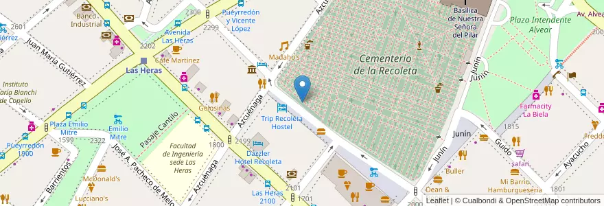 Mapa de ubicacion de Panteon Guerreros del Paraguay, Recoleta en الأرجنتين, Ciudad Autónoma De Buenos Aires, Comuna 2, Buenos Aires.