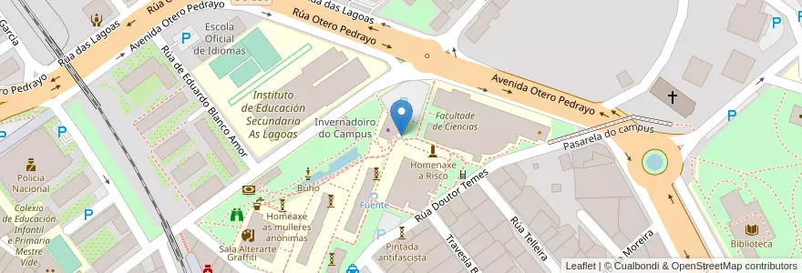 Mapa de ubicacion de Papeleira no Campus en Испания, Галисия, Оuренсе, Ourense, Оuренсе.