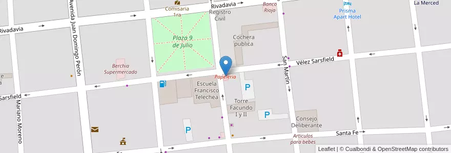 Mapa de ubicacion de Papeleria en 阿根廷, La Rioja, Departamento Capital, La Rioja.